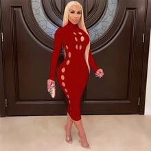 Load image into Gallery viewer, Salma Cut Out Long Sleeve Bodycon Midi Dress
