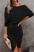 Load image into Gallery viewer, Emily Ruched Long Sleeve Midi Dress
