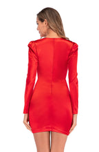 Load image into Gallery viewer, Ophelia Satin Ruched Long Sleeve Bodycon Mini Dress
