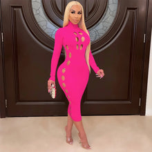 Load image into Gallery viewer, Salma Cut Out Long Sleeve Bodycon Midi Dress
