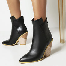 Load image into Gallery viewer, Reagan Pointed Toe Chunky High Heel Ankle Boots
