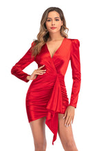 Load image into Gallery viewer, Ophelia Satin Ruched Long Sleeve Bodycon Mini Dress
