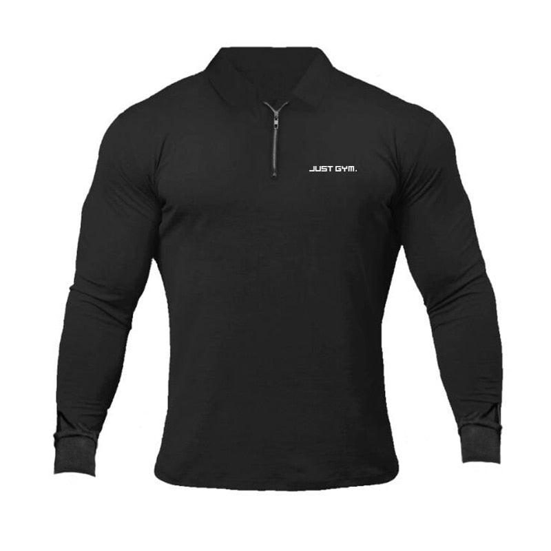 Justo Gym Long Sleeve Slim Polo Shirt