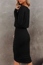 Load image into Gallery viewer, Emily Ruched Long Sleeve Midi Dress
