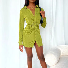 Load image into Gallery viewer, Mila Ruched Long Sleeve Bodycon Mini Dress
