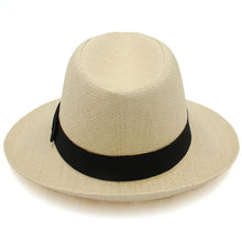 Load image into Gallery viewer, Bob Straw Feather Panama Hat
