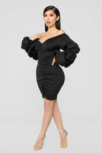 Load image into Gallery viewer, Elma Off Shoulder Puff Sleeve Bodycon Mini Dress
