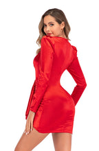 Load image into Gallery viewer, Ophelia Satin Ruched Long Sleeve Bodycon Mini Dress
