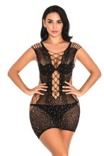 Load image into Gallery viewer, Julianna Diamond Sheer Off Shoulder Bodycon Mini Dress
