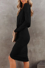 Load image into Gallery viewer, Emily Ruched Long Sleeve Midi Dress
