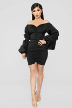 Load image into Gallery viewer, Elma Off Shoulder Puff Sleeve Bodycon Mini Dress
