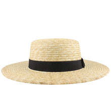 Load image into Gallery viewer, Danielle Wide Brim Straw Boater Hat
