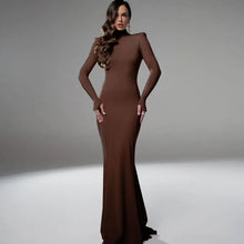 Load image into Gallery viewer, Alice Turtleneck Backless Long Sleeve Maxi Dress
