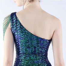 Load image into Gallery viewer, Maria Iris Beaded Sequin One Shoulder Mermaid Maxi Dress
