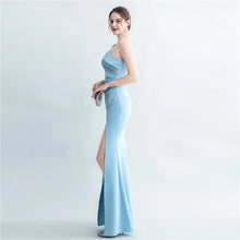 Load image into Gallery viewer, Octavia Tay Satin One Shoulder Slit Maxi Dress
