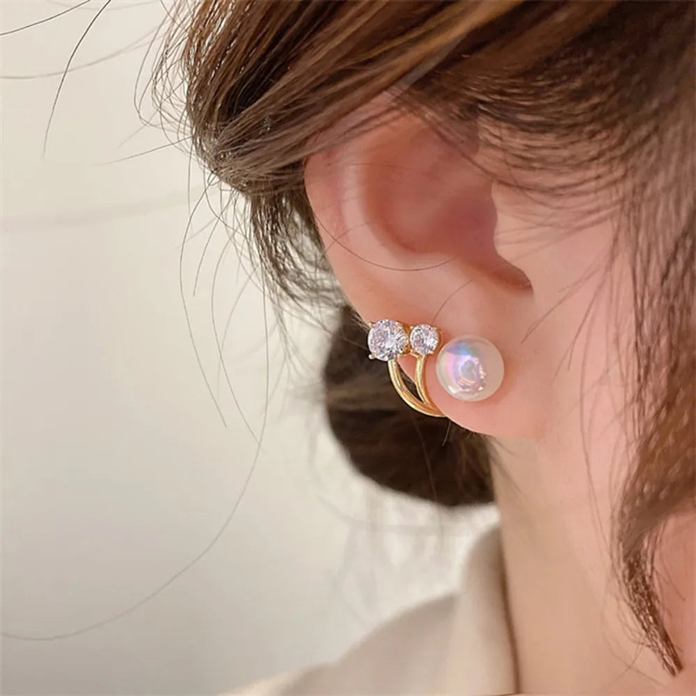 Creola Pearl Rhinestone Earrings