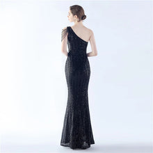 Load image into Gallery viewer, Maria Iris Beaded Sequin One Shoulder Mermaid Maxi Dress
