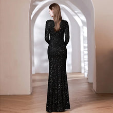 Load image into Gallery viewer, Layla Elaine Sequin Long Sleeve Slit Maxi Dress
