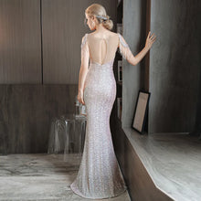 Load image into Gallery viewer, Isabelle Sequin Off Shoulder Beaded Mermaid Maxi Dress
