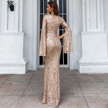 Load image into Gallery viewer, Kathleen Zoya Sequin Long Sleeve Mermaid Maxi Dress
