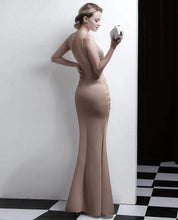 Load image into Gallery viewer, Valeria Diamond Satin Mermaid Slit Maxi Dress
