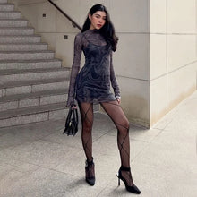 Load image into Gallery viewer, Cametra Mesh Long Sleeve Mini Dress
