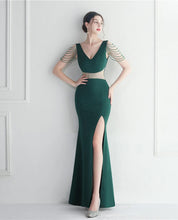 Load image into Gallery viewer, Krystal Bre Satin Slit Maxi Dress
