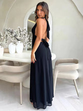 Load image into Gallery viewer, Charlee Halter Neck Backless Slit Maxi Dress
