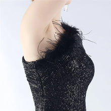 Load image into Gallery viewer, Luella Holly One Shoulder Sequin Feather Mini Dress
