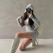 Load image into Gallery viewer, Kya Hooded Long Sleeve Mini Dress
