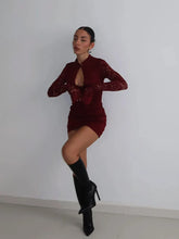 Load image into Gallery viewer, Celyn Lace Long Sleeve Bodycon Mini Dress
