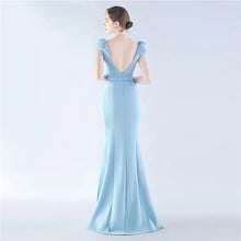 Load image into Gallery viewer, Sarah Eva Satin Beaded Slit Maxi Dress
