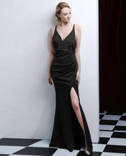 Load image into Gallery viewer, Valeria Diamond Satin Mermaid Slit Maxi Dress
