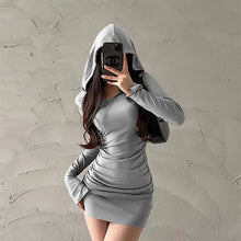 Load image into Gallery viewer, Kya Hooded Long Sleeve Mini Dress
