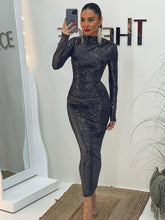 Load image into Gallery viewer, Lilith Sequin Long Sleeve Bodycon Maxi Dress
