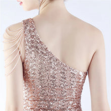 Load image into Gallery viewer, Maria Iris Beaded Sequin One Shoulder Mermaid Maxi Dress
