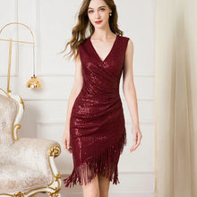 Load image into Gallery viewer, Kelley Sequin Tassel Mini Dress
