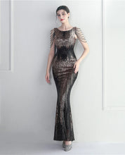 Load image into Gallery viewer, Keylani Sequin Beaded Mermaid Maxi Dress
