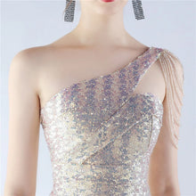 Load image into Gallery viewer, Maria Iris Beaded Sequin One Shoulder Mermaid Maxi Dress
