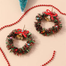 Load image into Gallery viewer, Belle Bow Christmas Wreath Earrings
