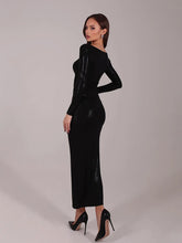 Load image into Gallery viewer, Alma Cut Out Long Sleeve Slit Bodycon Maxi Dress
