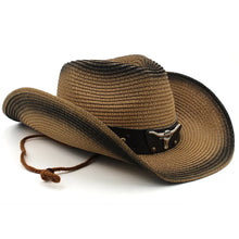 Load image into Gallery viewer, Octavia Bull Straw Western Hat
