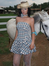 Load image into Gallery viewer, Beba Plaid Strapless Mini Dress
