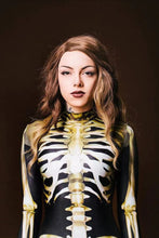 Load image into Gallery viewer, Evie Skeleton Bones Body Halloween Jumpsuit
