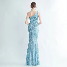 Load image into Gallery viewer, Ivy Carter Sequin One Shoulder Slit Maxi Dress
