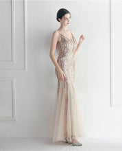 Load image into Gallery viewer, Soraya Sequin Beaded Mermaid Maxi Dress
