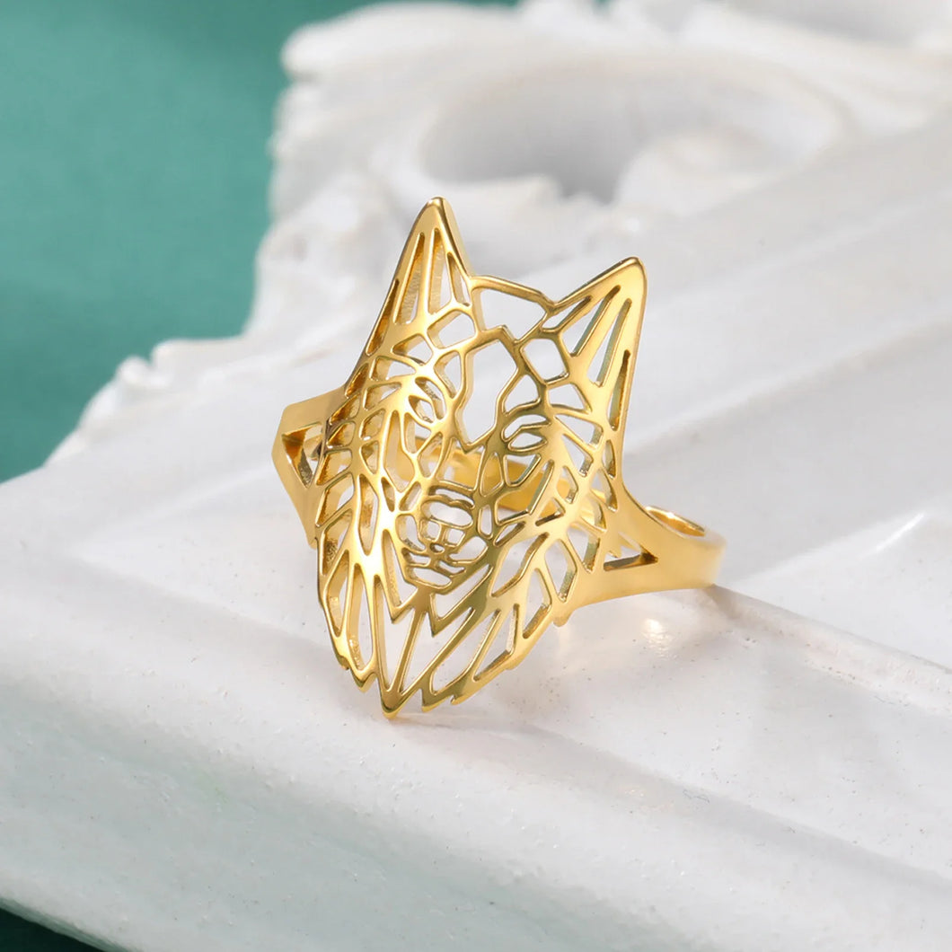 Josselyn Wolf Head Ring