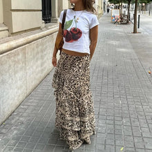 Load image into Gallery viewer, Bambi Leopard Ruffle High Waist Maxi Skirt
