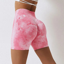 Load image into Gallery viewer, Haylie Tie Dye Seamless Scrunch High Waist Midway Shorts
