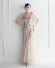 Load image into Gallery viewer, Soraya Sequin Beaded Mermaid Maxi Dress
